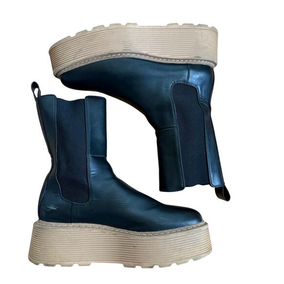H&M Black Platform Chelsea Boots Size 38 US 7 Bloggers Classic - Picture 4 of 13
